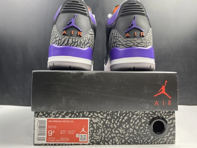 Jordan Black 050 3 Retro Air Court Purple CT8532 1012